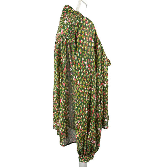 Happy X Nature Kate Hudson Women's Green Floral Peasant Top M New With Tags $78 - Picture 6 of 11